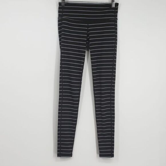 ATHLETA womens XS gray white stripes leggings - Picture 1 of 4